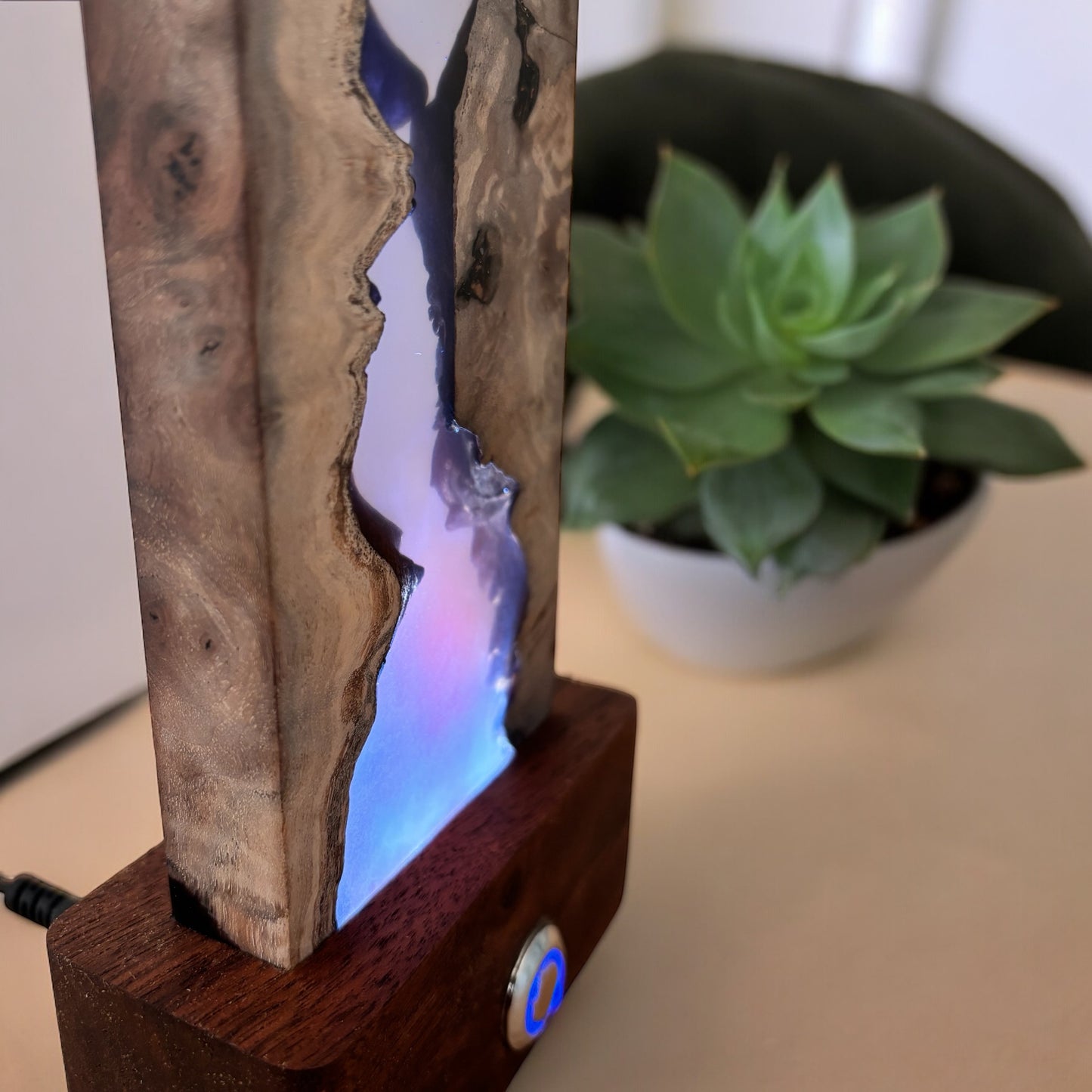 Wood and Epoxy Decorative Light